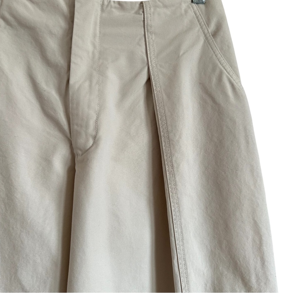 Zara Wide Leg Cargo Pants Beige Pleated High Rise Cotton Utility M - Picture 7 of 14